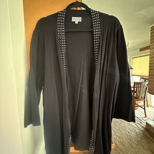 JM Collection Black Cardigan with Silver Studs